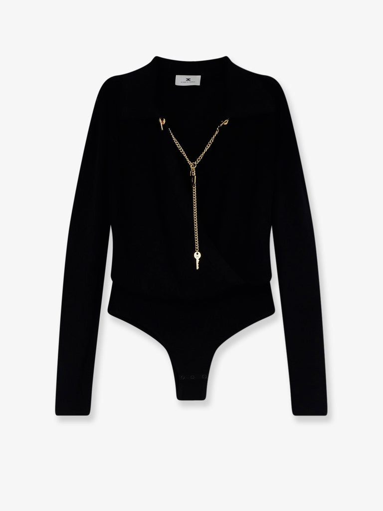 Viscose blend bodysuit with jewel charm detail
