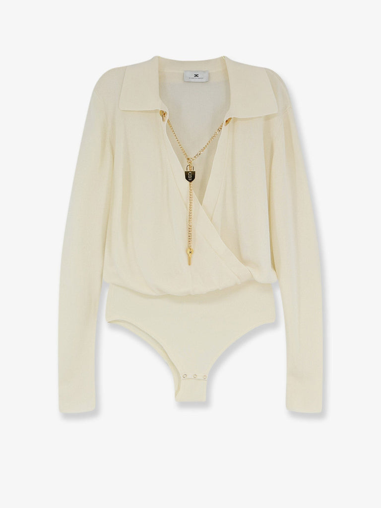 Viscose blend bodysuit with jewel charm detail
