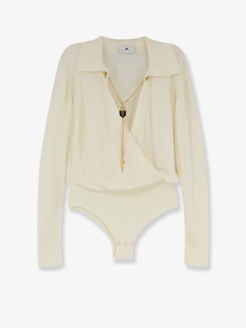 Viscose blend bodysuit with jewel charm detail
