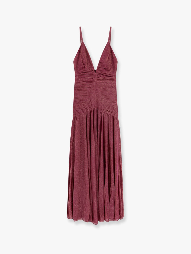Viscose blend long dress with metallic effect
