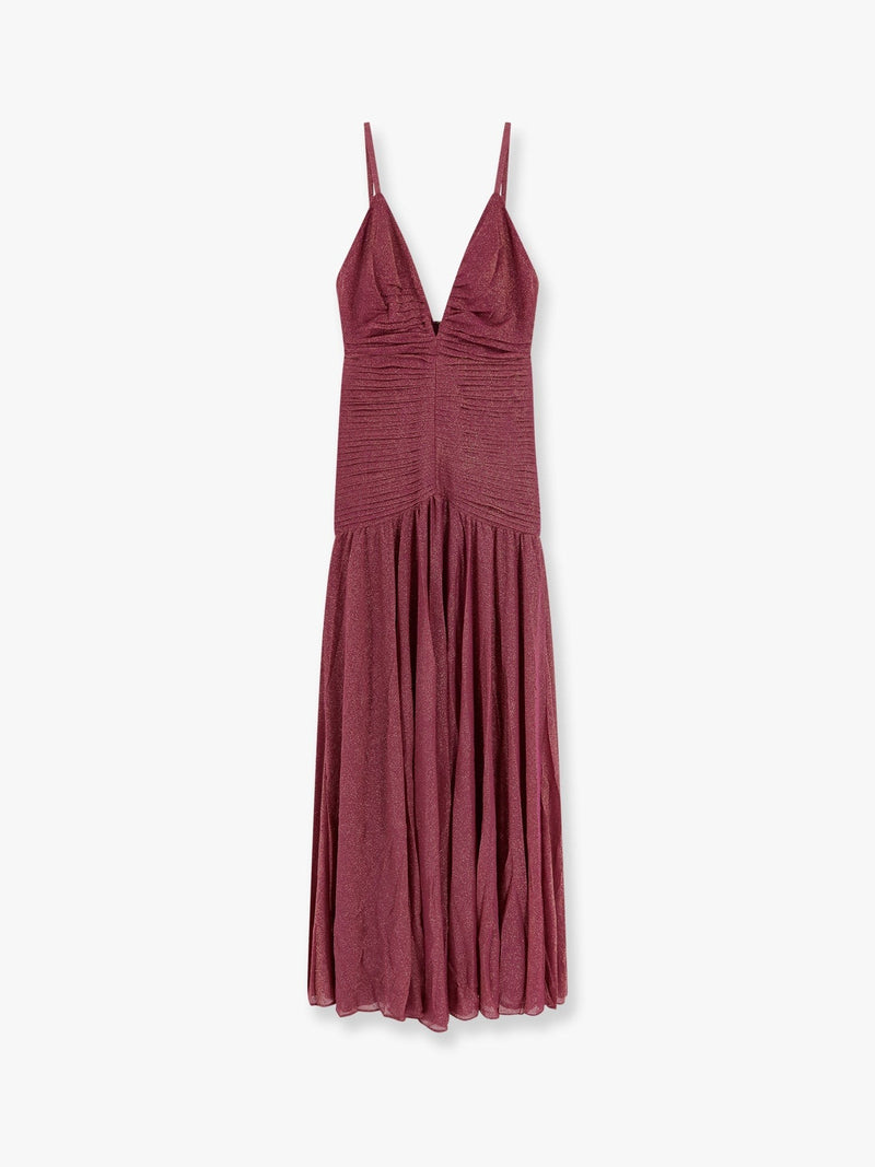 Viscose blend long dress with metallic effect