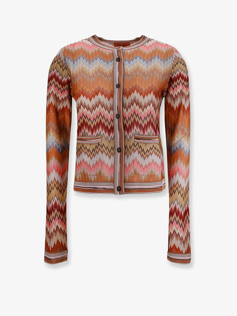 Viscose cardigan with chevron pattern