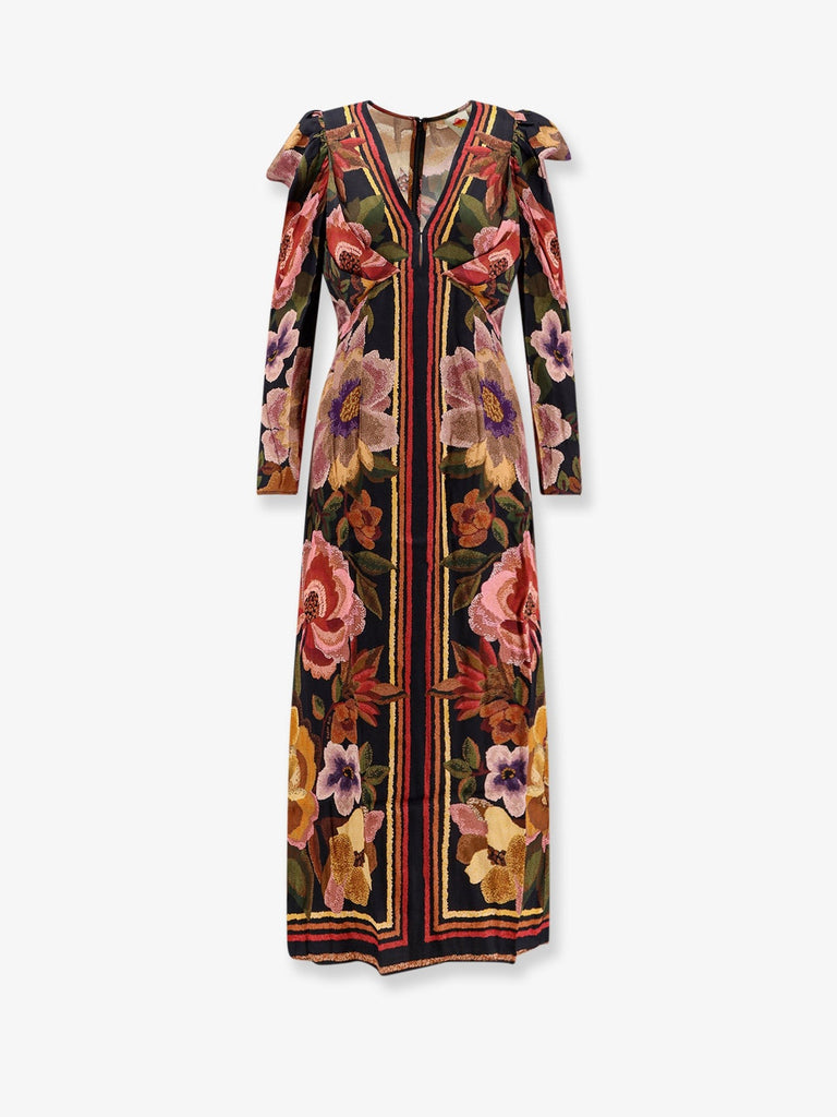 Viscose long dress with Chenille Flowers print