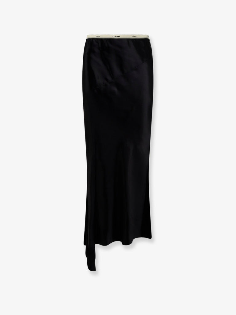 Viscose satin midi skirt