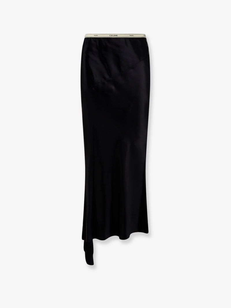 Viscose satin midi skirt