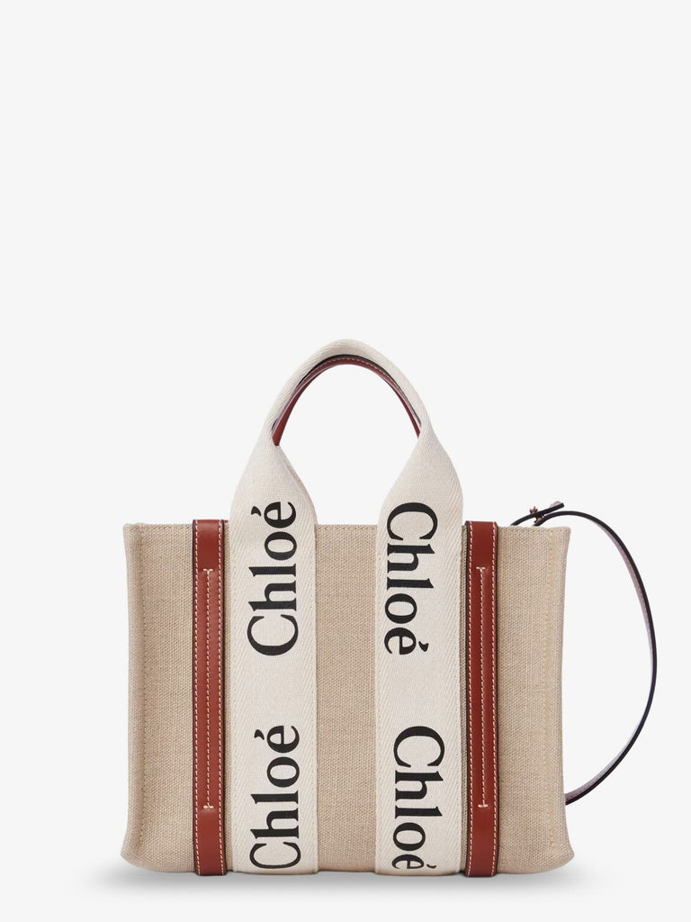 Woody linen and leather Tote Bag