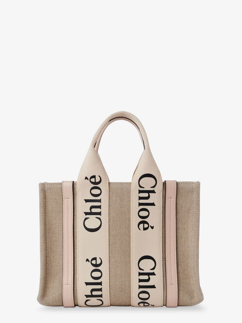 Woody linen and leather Tote Bag