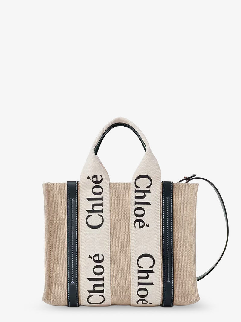Woody linen canvas and leather crossbody bag