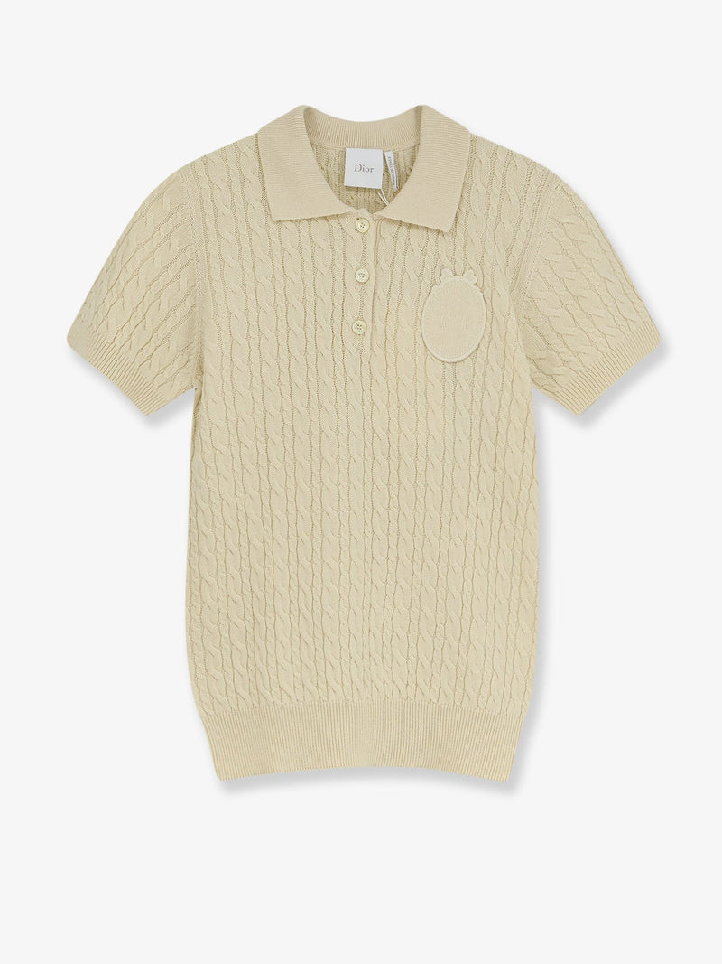 Wool and cotton blend sweater with embroidered logo on the front