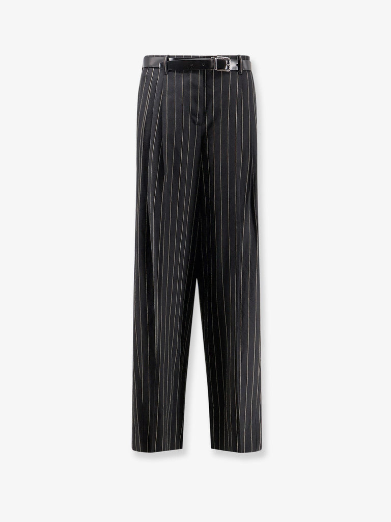 Wool and linen blend trousers with pinstripe pattern