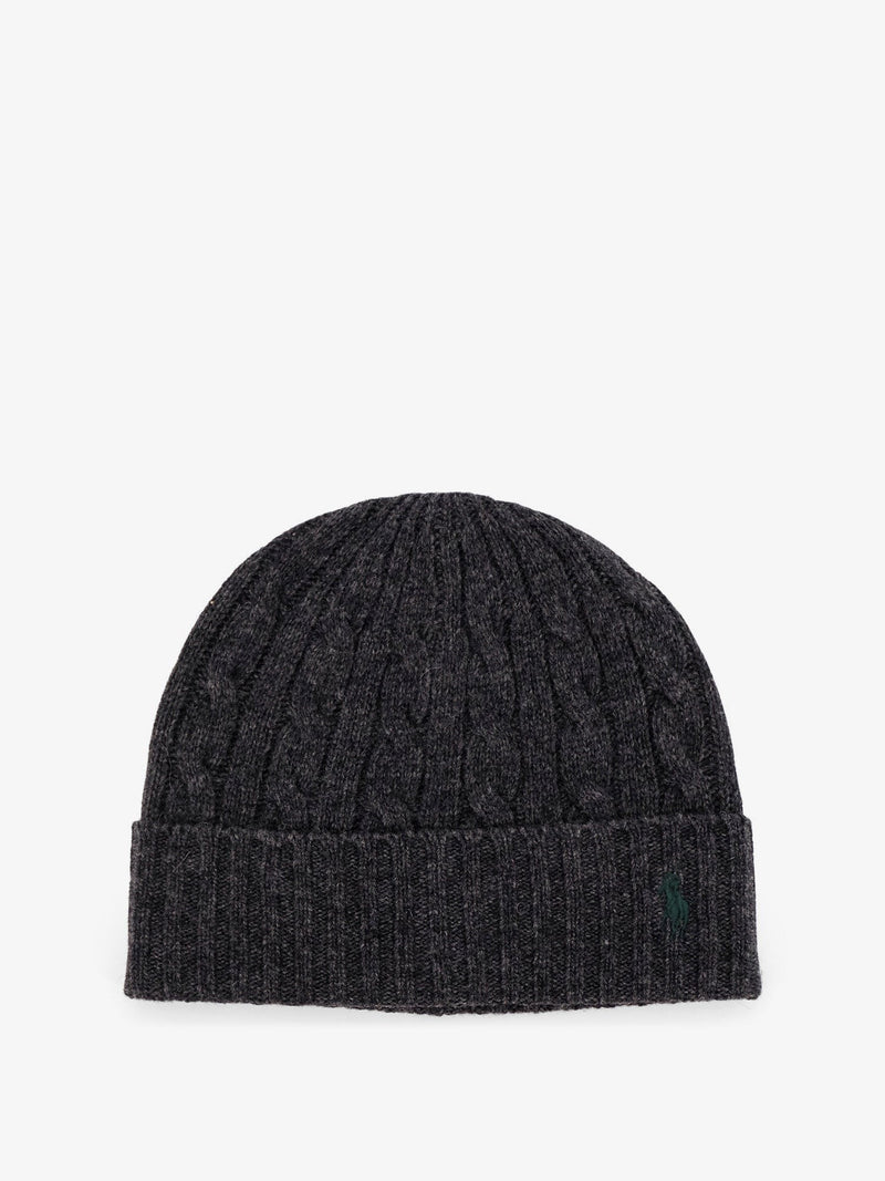 Wool blend cable knit beanie hat