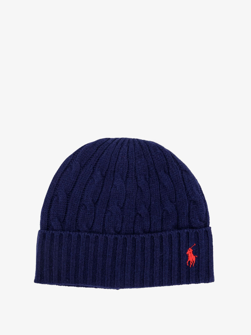 Wool blend cable knit beanie hat