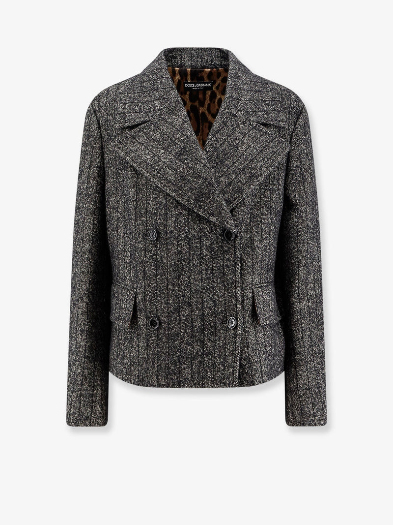 Wool blend striped double-breasted blazer