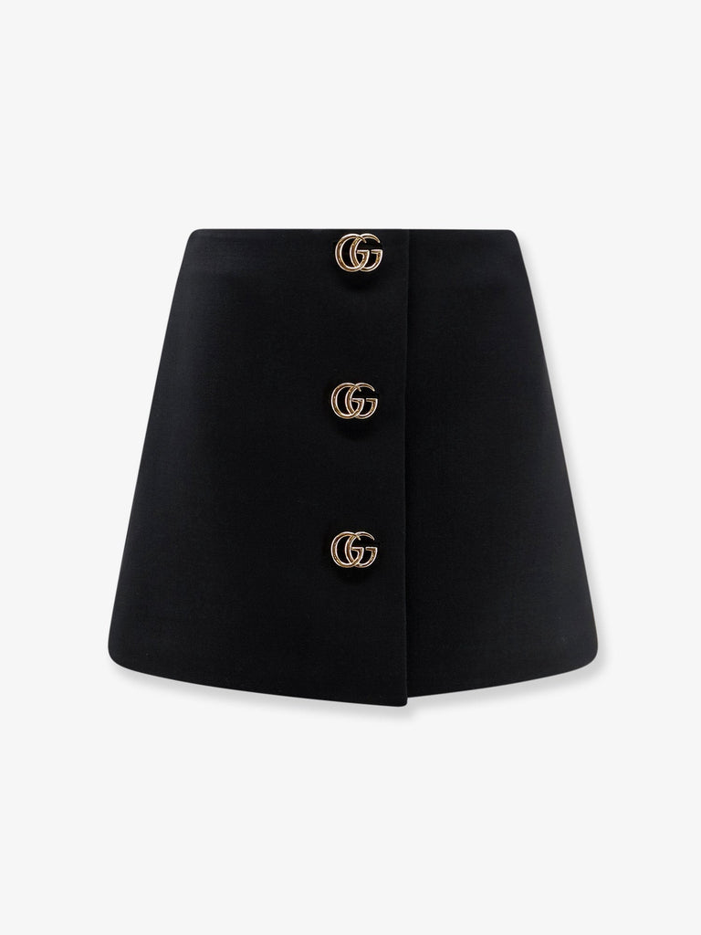 Wool crepe skirt with Double G button