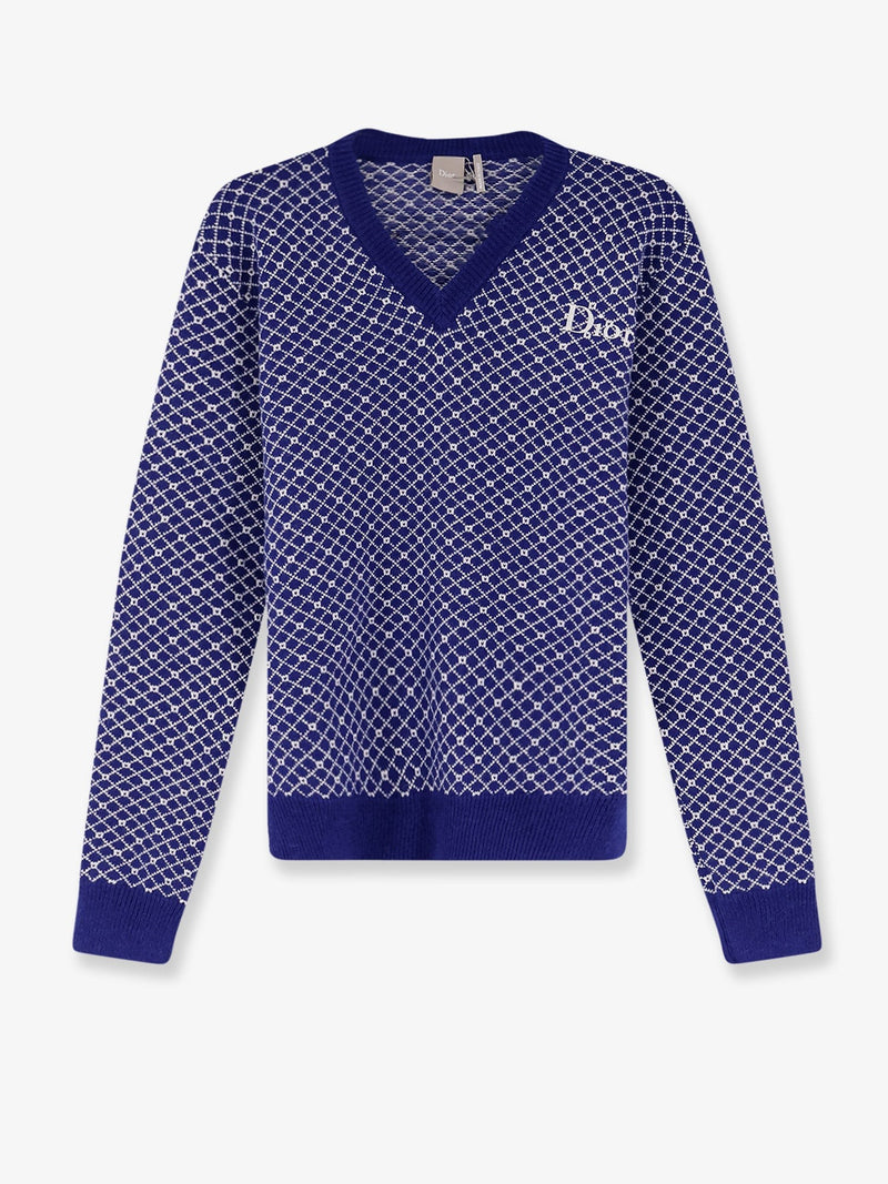 Wool sweater with bicolor pattern