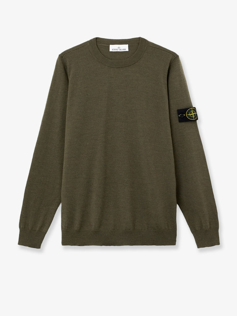 Wool sweater with side logo patch