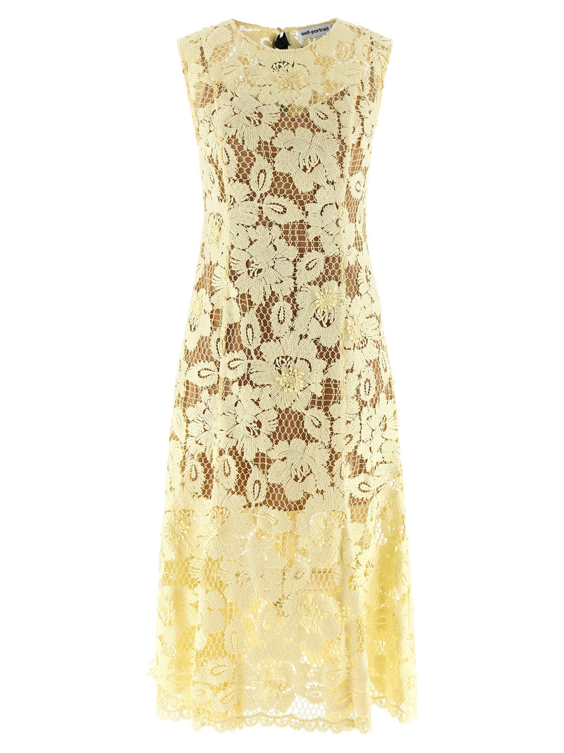 'Yellow crochet lace' midi dress