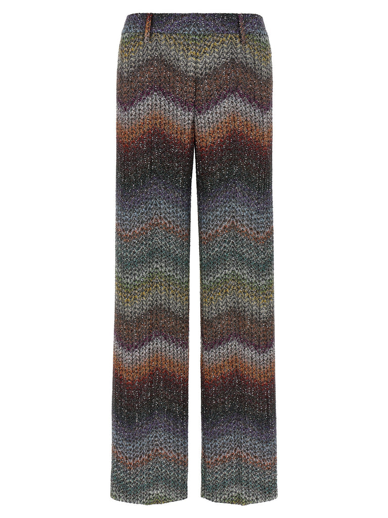 Zigzag lamé viscose pants