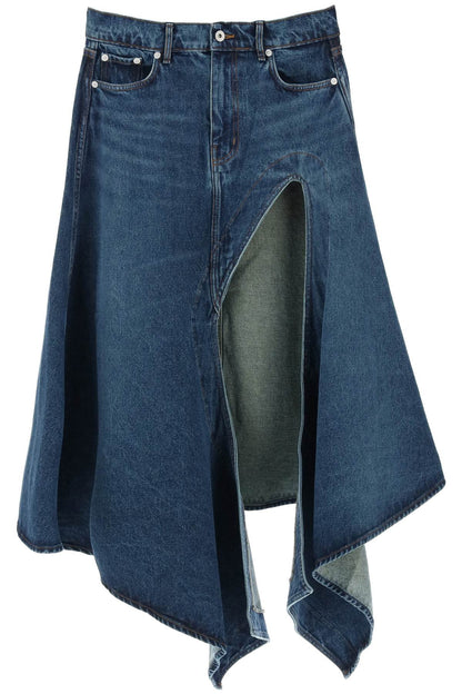 Y Project Y project denim midi skirt with cut out details