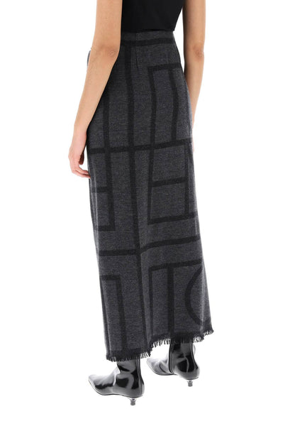 Toteme Toteme monogram wool maxi sarong skirt