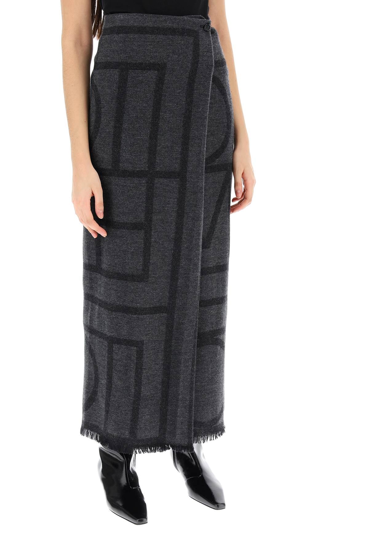 Toteme Toteme monogram wool maxi sarong skirt