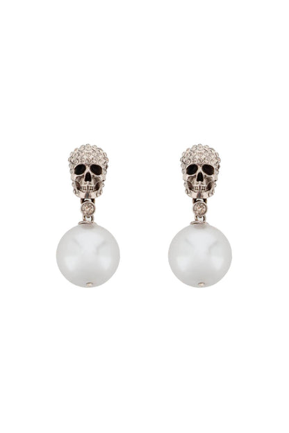 Alexander Mcqueen Alexander mcqueen pearl skull earrings with crystal pavé