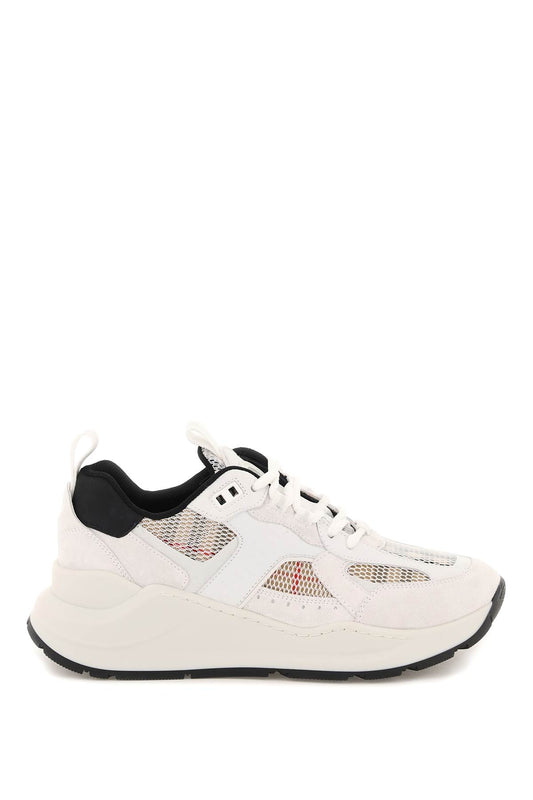 Burberry Burberry smooth leather and suede sneakers with tartan mesh inserts