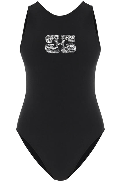 Ganni butterfly logo one-piece swimsuit