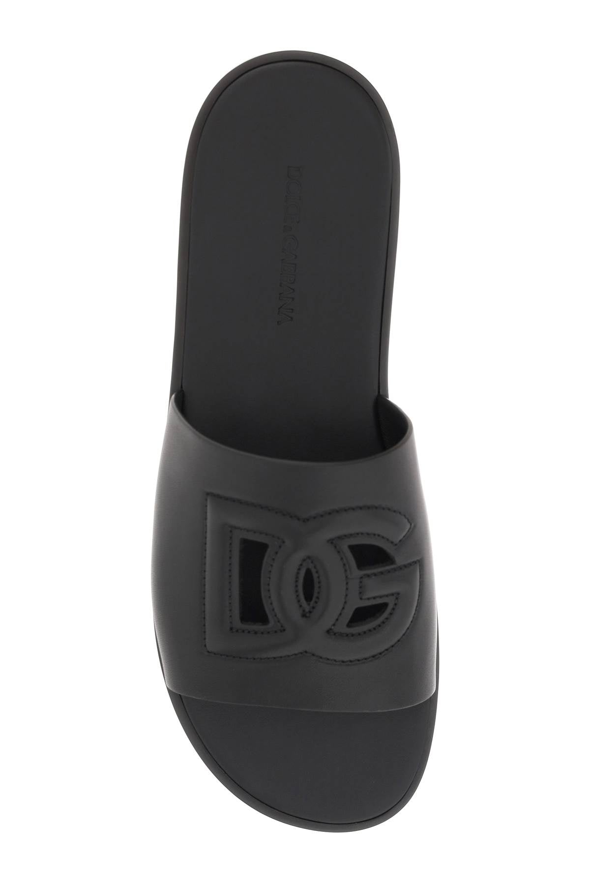 Dolce & Gabbana Dolce & gabbana leather slides with dg cut-out