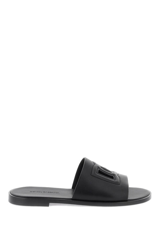Dolce & Gabbana Dolce & gabbana leather slides with dg cut-out
