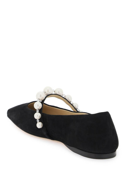 Jimmy Choo Jimmy choo suede leather ballerina flats with pearl