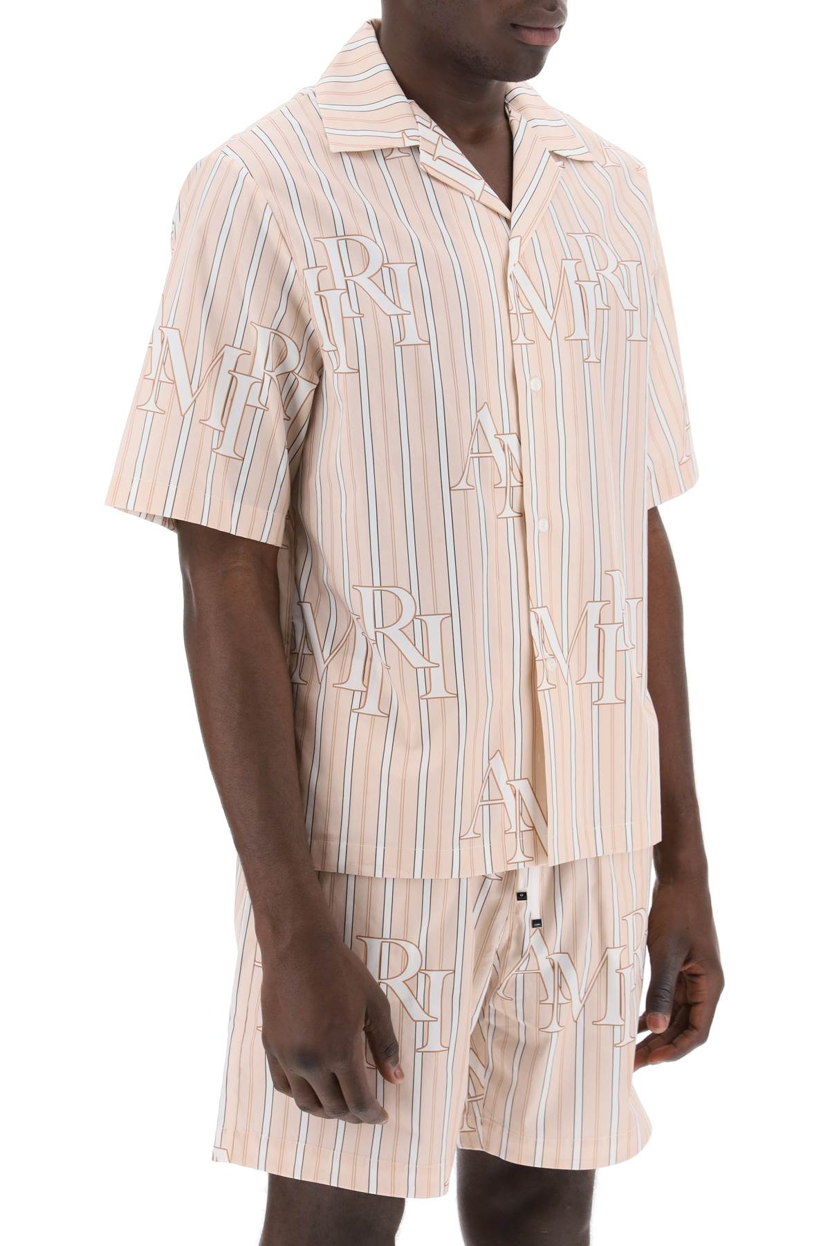 Amiri Amiri stripe bowling shirt with staggered logo