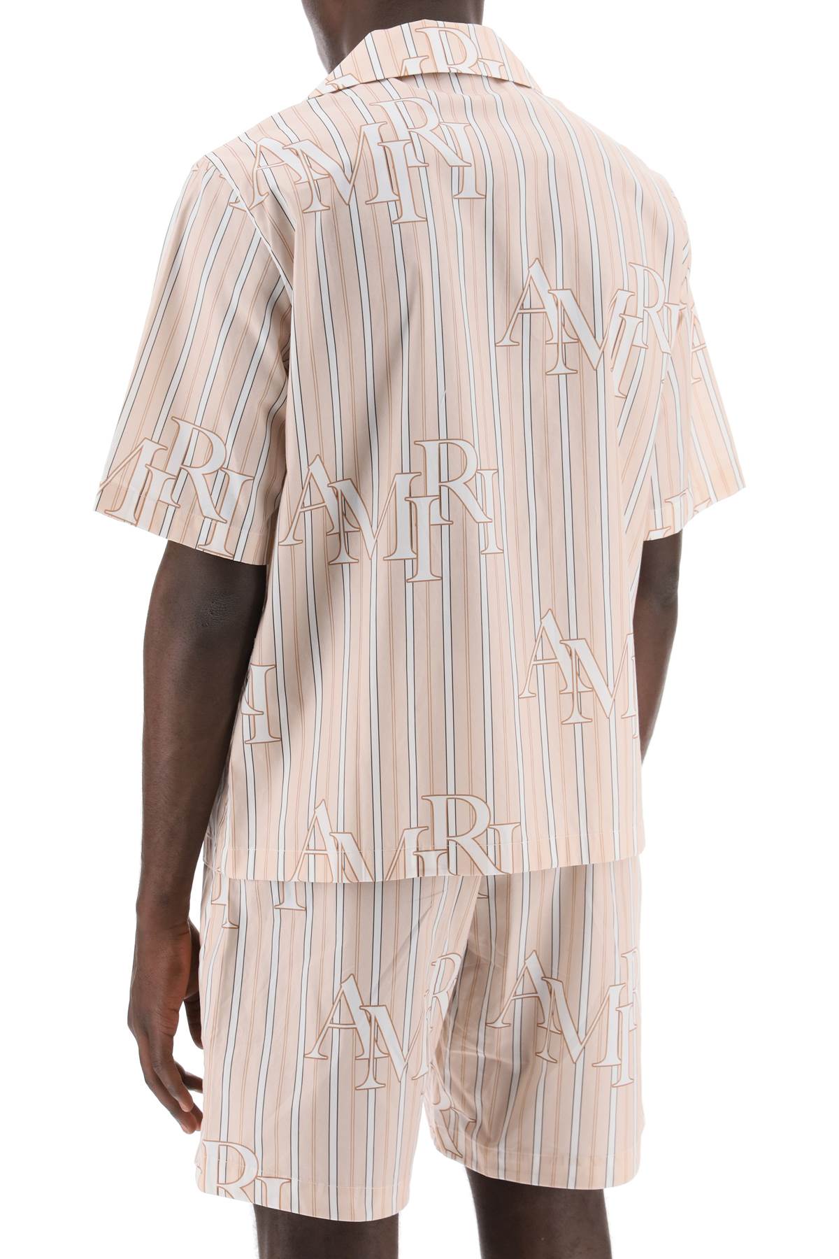 Amiri Amiri stripe bowling shirt with staggered logo