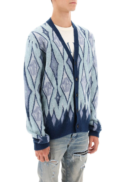 Amiri Amiri argyle bruhed-yarn cardigan