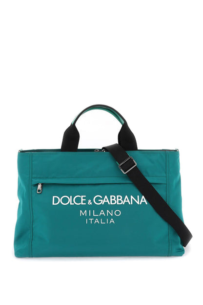 Dolce & Gabbana Dolce & gabbana rubberized logo nylon duffle bag