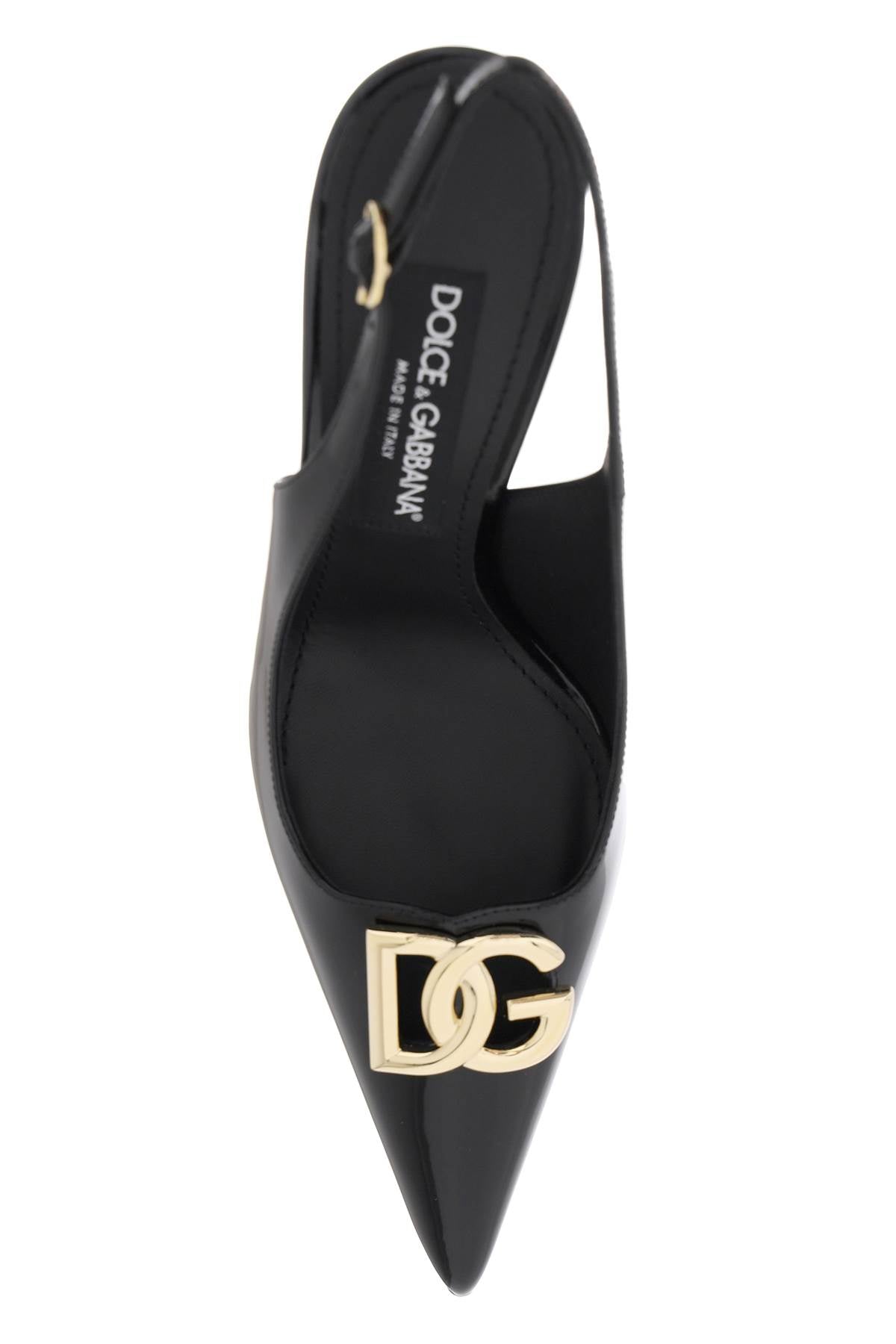 Dolce & Gabbana Dolce & gabbana glossy leather lollo slingback pumps