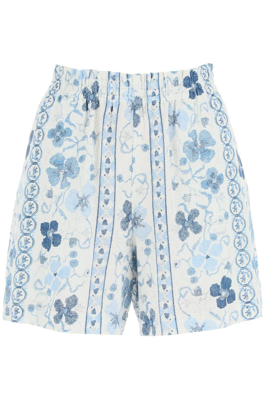 See By Chloe See by chloe printed linen blend shorts