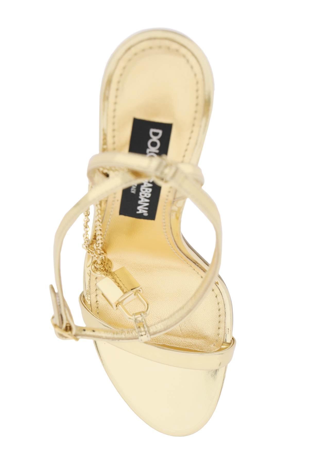 Dolce & Gabbana Dolce & gabbana laminated leather sandals with charm