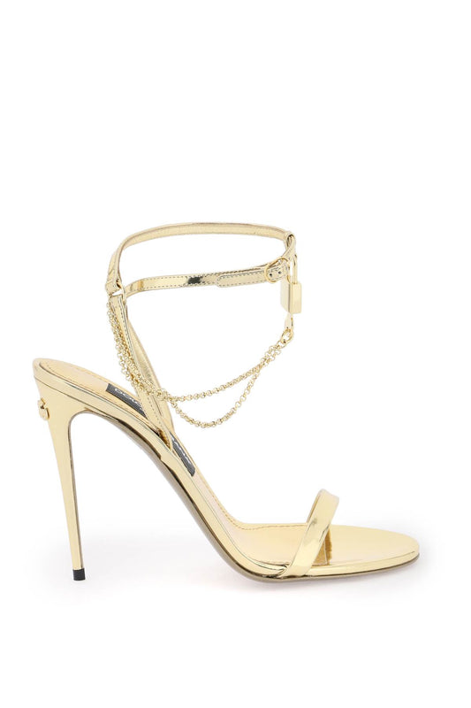 Dolce & Gabbana Dolce & gabbana laminated leather sandals with charm