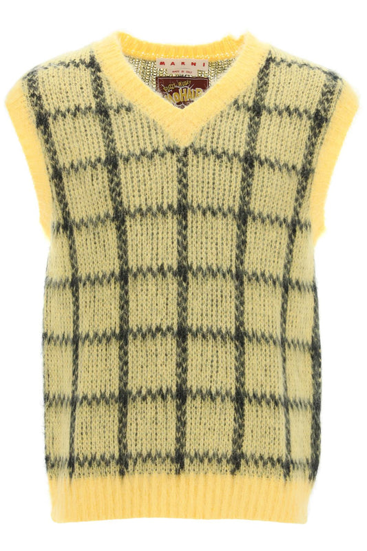 Marni Marni brushed-mohair vest with check motif