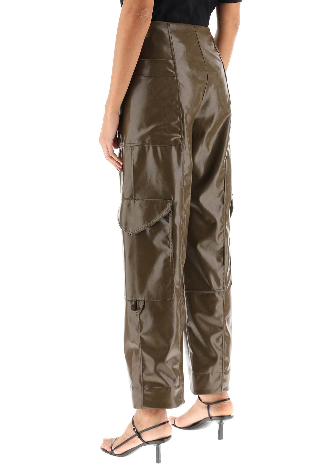 Ganni Ganni faux leather cargo pants