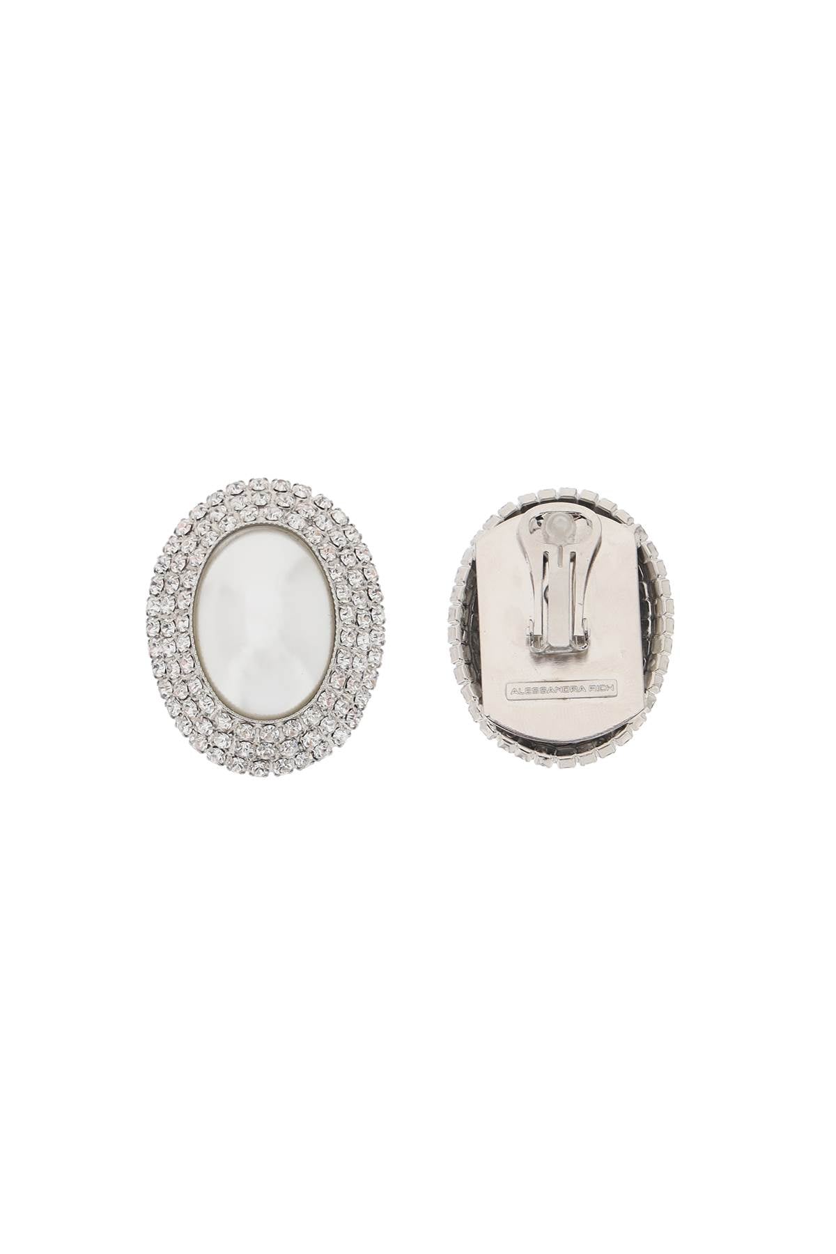 Alessandra Rich Alessandra rich oval earrings with pearl and crystals