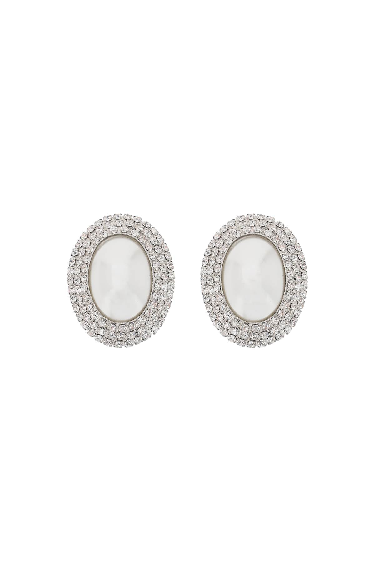 Alessandra Rich Alessandra rich oval earrings with pearl and crystals