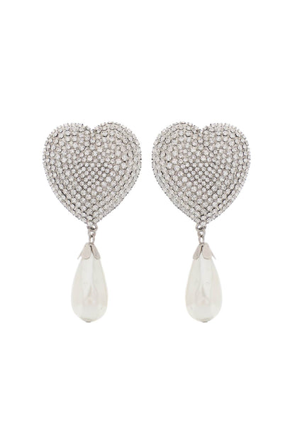 Alessandra Rich Alessandra rich heart crystal earrings with pearls