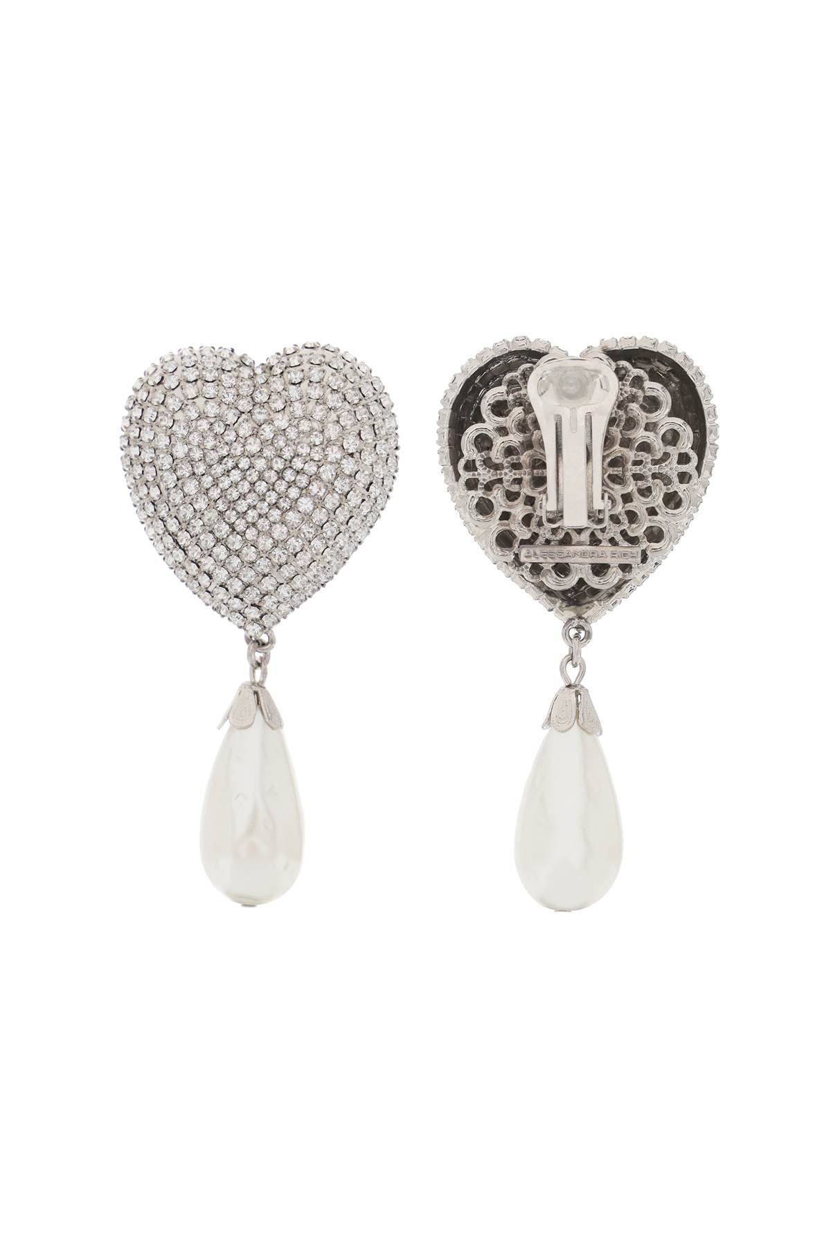 Alessandra Rich Alessandra rich heart crystal earrings with pearls