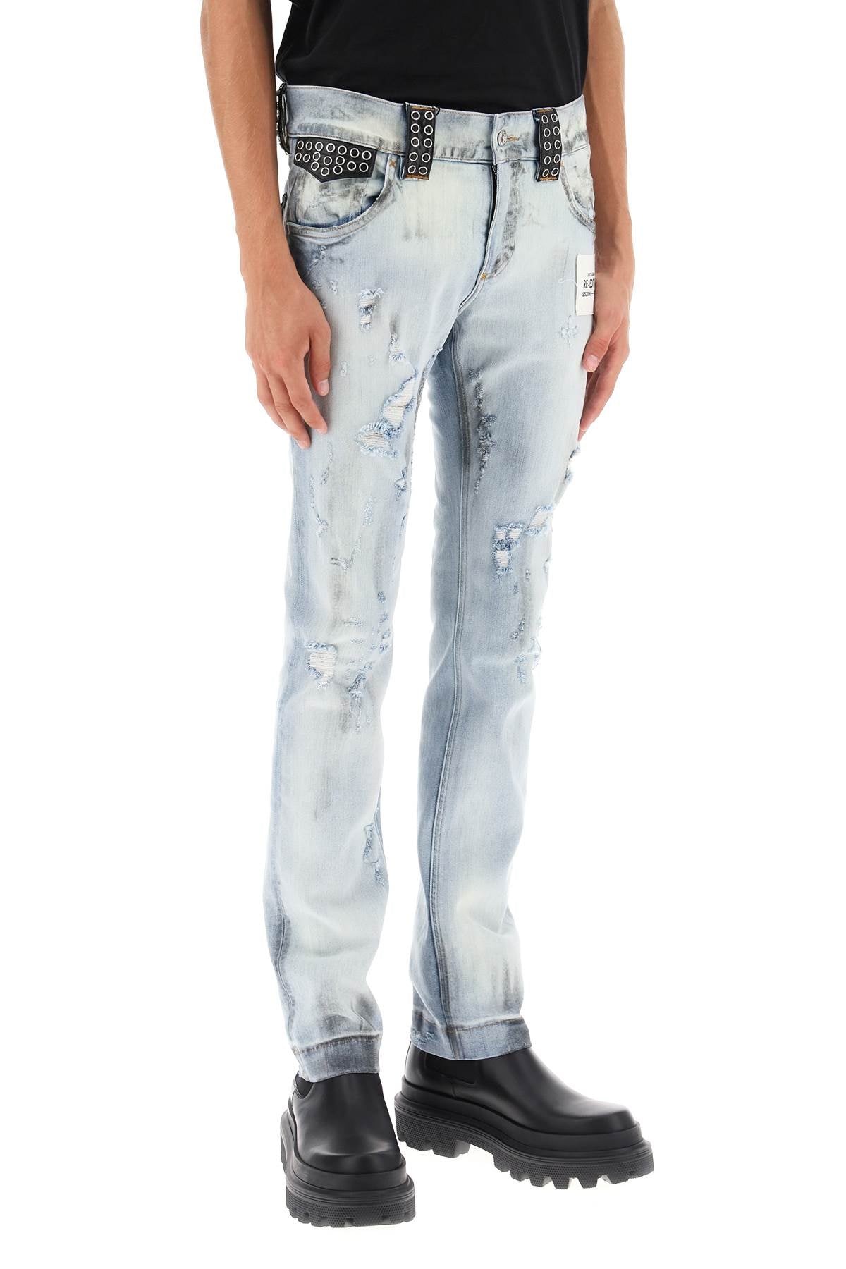 Dolce & Gabbana Dolce & gabbana re-edition jeans with leather detailing