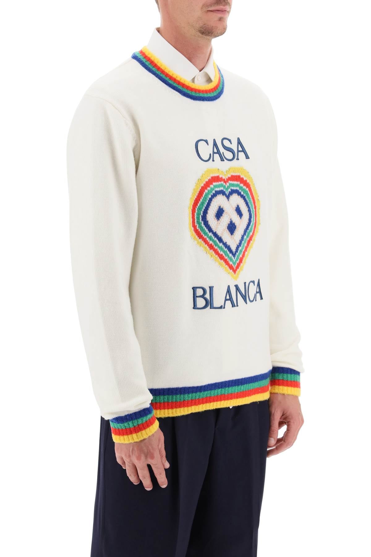 Casablanca Casablanca rainbow heart virgin wool sweater