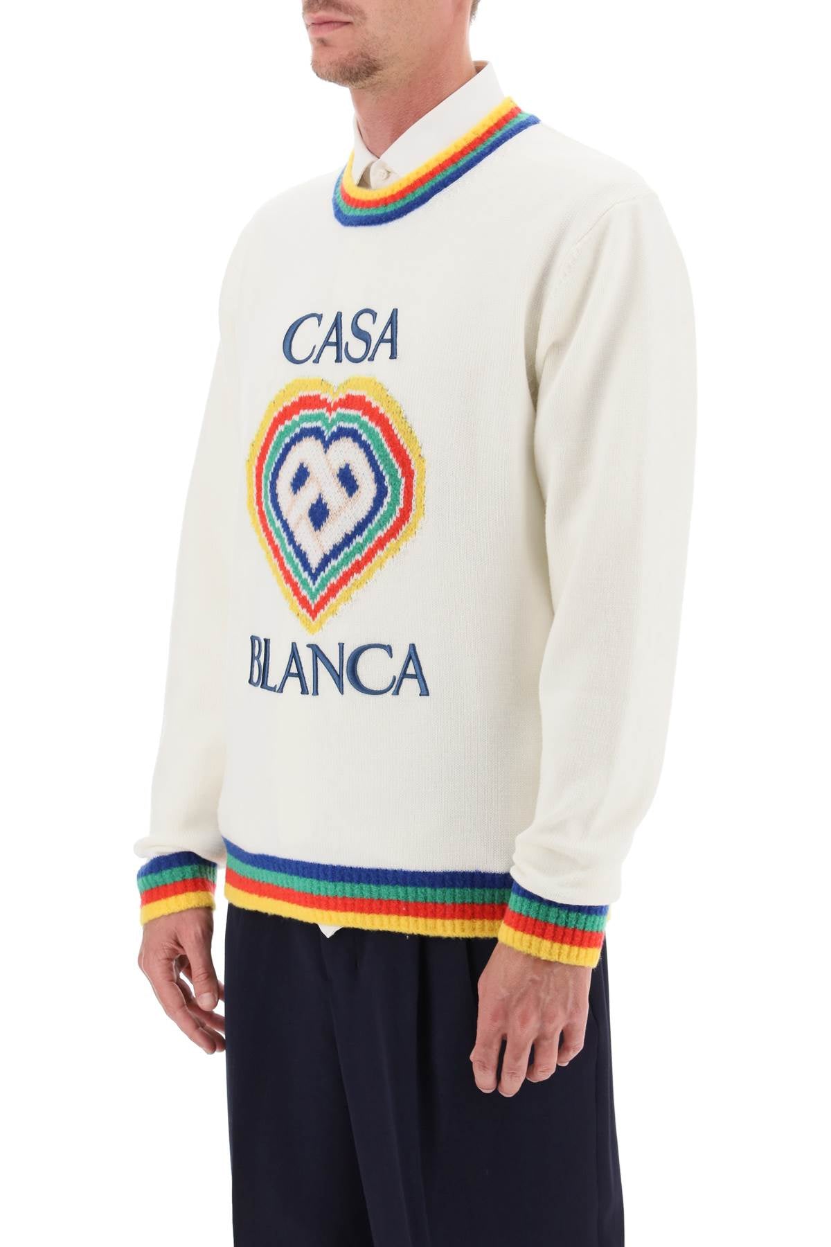 Casablanca Casablanca rainbow heart virgin wool sweater