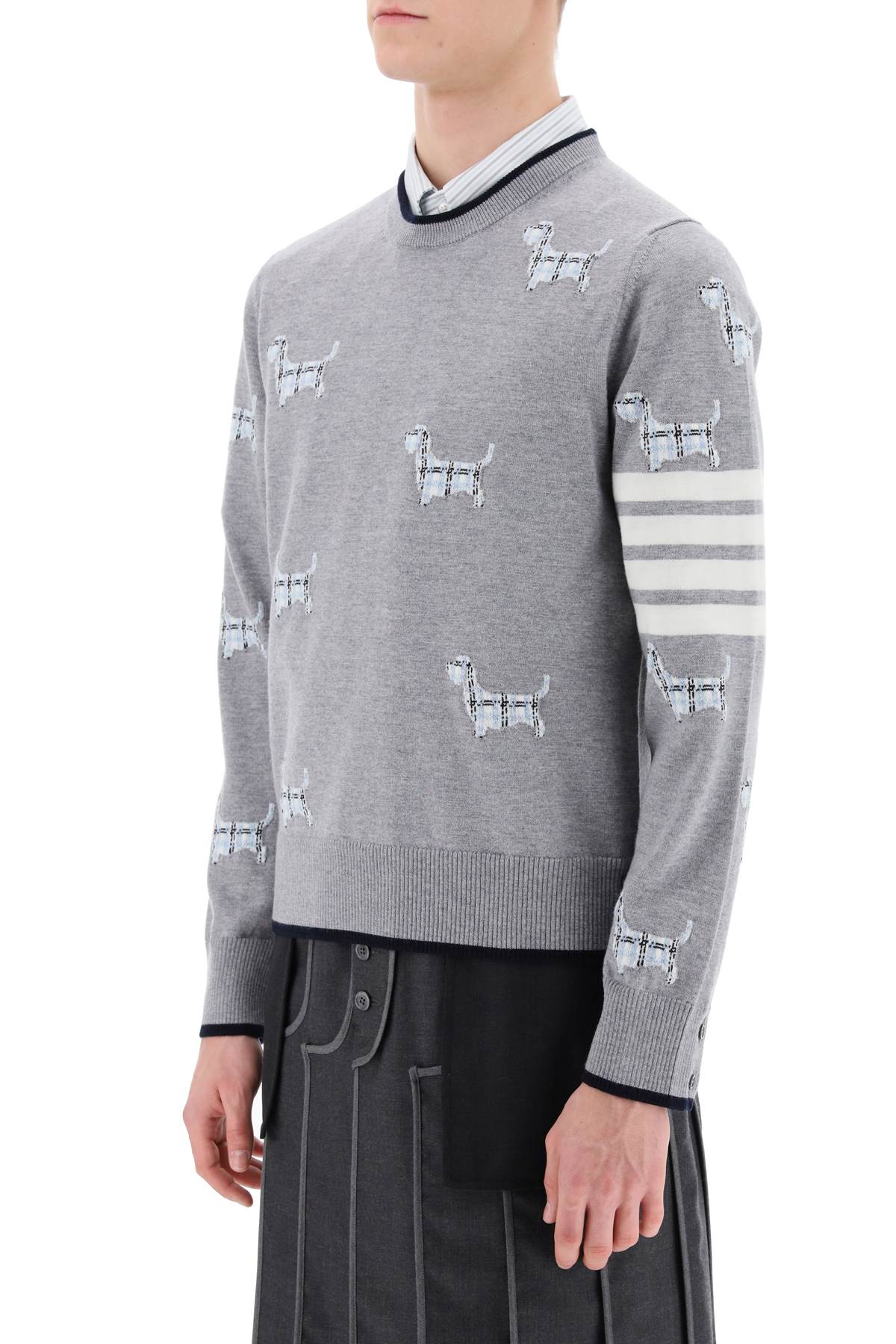 Thom Browne Thom browne 4-bar sweater with hector pattern