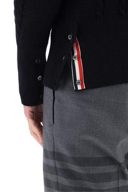 Thom Browne Thom browne cable wool sweater with rwb detail